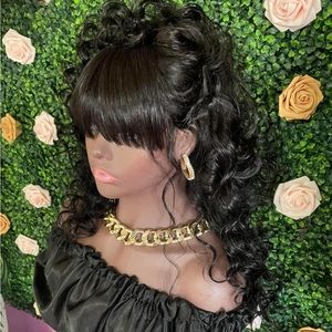 18in full human hair wig with bangs